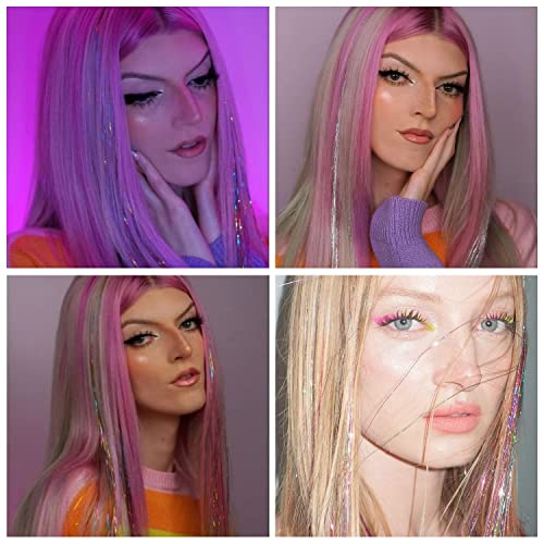 Amchoice Hair Tinsel Kit 16 Colors with Tools, 3500 Strands Long 48in