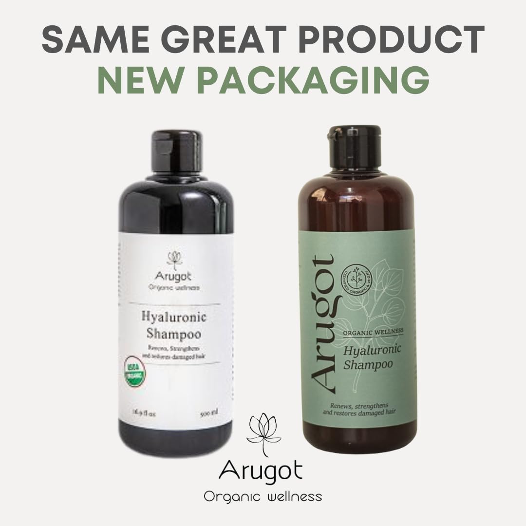 Arugot Organic Shampoo & Conditioner - Moisturizing with Hyaluronic Acid and Green Tea - Strength Damaged Hair, Invigorating Scalp, Nourishing - Anti Thinning & Volumizing