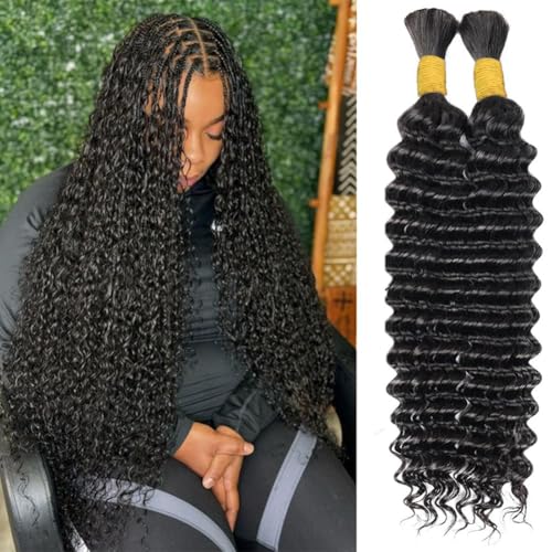 100% Human Braiding Hair for Boho Deep Wave Styles