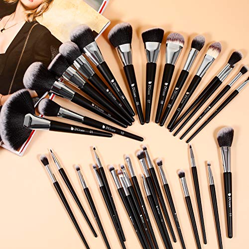 DUcare Silverblack 32-Piece Professional Makeup Brush Set - Ultra-soft Synthetic Brushes for Face & Eyes