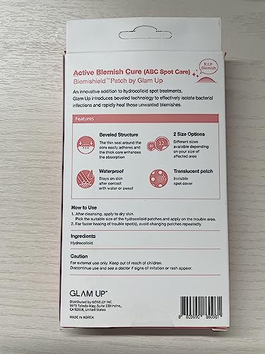 GLAM UP Hydrocolloid Blemish Pimple Zit Patches - Invisible Ultra Thin Spot Cover Stickers for Face and Skin, Strong Water-proof and Adhesive Overnight, Vegan-friendly (36 Count / 2 Sizes)