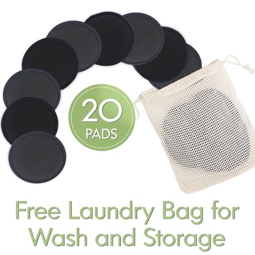 Soft Bamboo Charcoal Reusable Makeup Remover Pads – 20 Pack