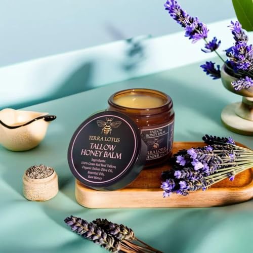 Organic Grass-Fed Beef Tallow Balm with Raw Honey - Moisturizing Cream for Soft, Smooth Skin - Handmade All-Natural Moisturizer (2 Oz, Unscented)