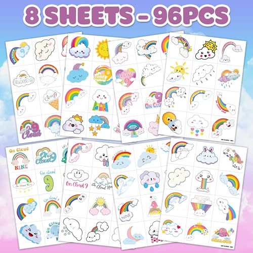 103PCS Cloud 9 Temporary Tattoos for 9th Birthday Party Favors