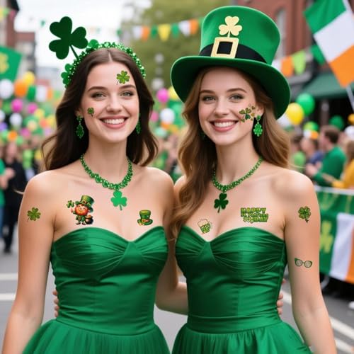 St Patrick's Day Temporary Tattoos - 20 Sheets Shamrock