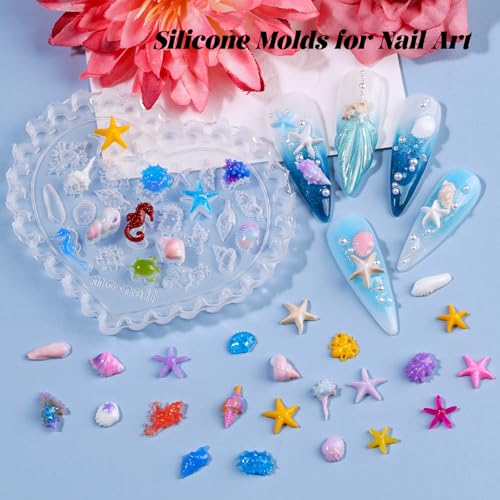 Ocean Silicone Nail Molds - 3D Sea Shell & Starfish Designs