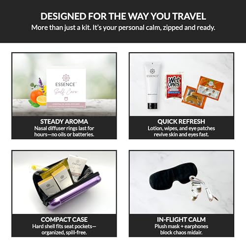 Travel Essentials Kit with Sleep Mask & Toiletries, Purple Case