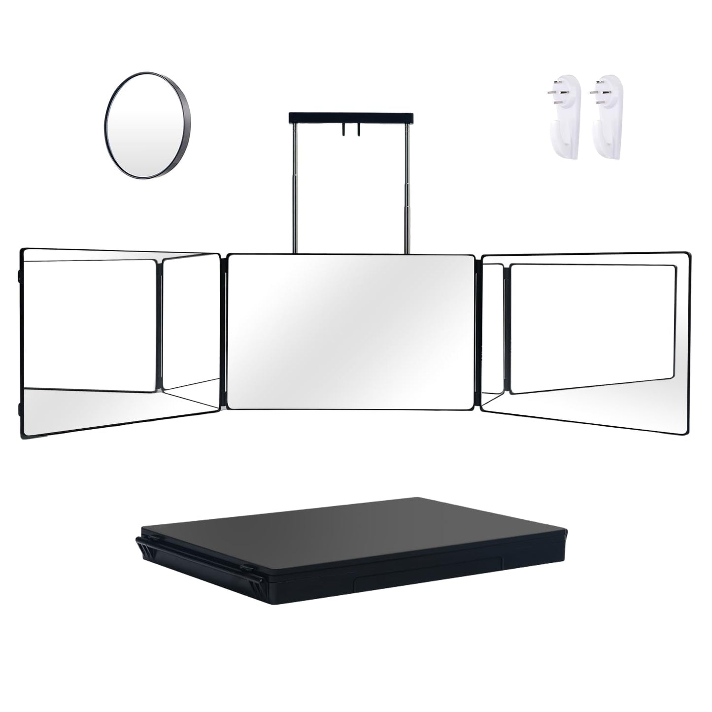 360 Self Hair Cutting Mirror – Premium HD Glass, Matte Anti-Fingerprint Finish, Anti-Fog, Adjustable & Portable Barber Mirror for Home & Travel