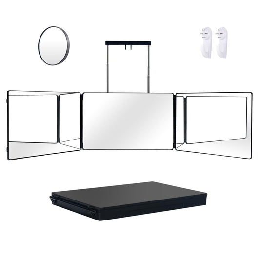 360 Self Hair Cutting Mirror – Premium HD Glass, Matte Anti-Fingerprint Finish, Anti-Fog, Adjustable & Portable Barber Mirror for Home & Travel