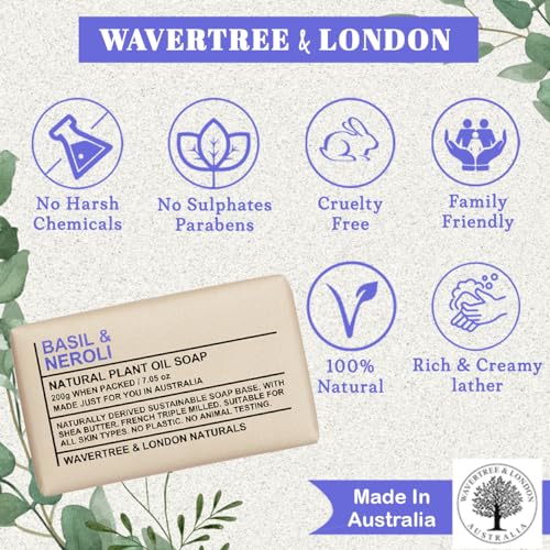 Wavertree & London Santal & Cardamon Scented Natural Soap Bars (2 Bars), 7oz Moisturizing French Triple Milled Soap enriched with shea butter - Plant Oil Bath & Body Soap Bars [100% Naturally derived]