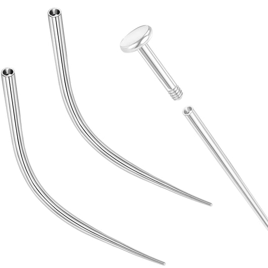 PunkTracker 14g/16g/18g Curved ASTM F136 Titanium Piercing Kit Taper Insertion Pin Tool for Internal Thread Tragus Helix Lip Nose Helix Piercing Jewelry Labret Studs Nose Stud Stretcher
