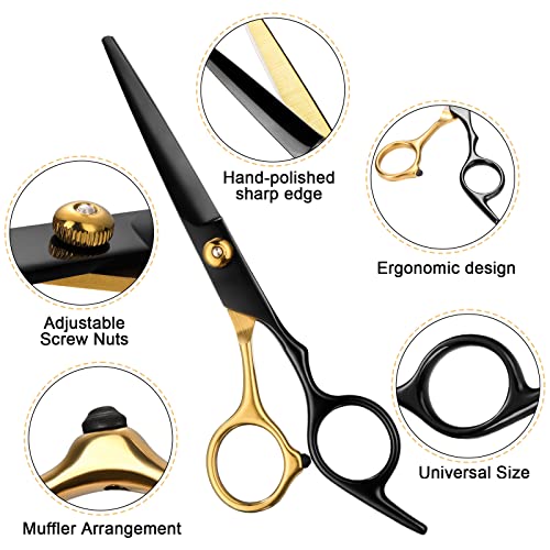 Professional 11-Piece Black Gold Hair Cutting Scissors Set