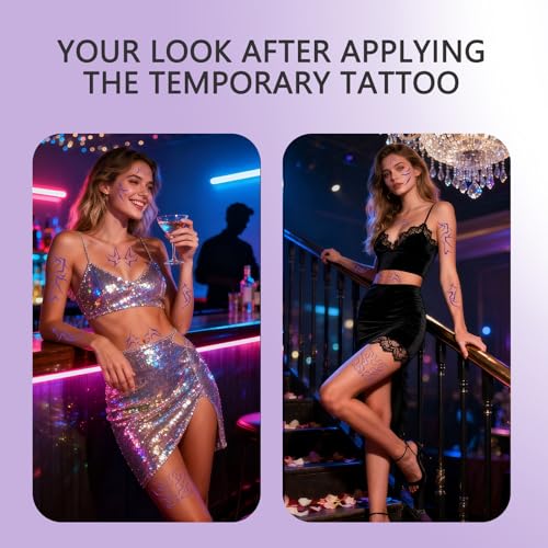 Movie Purple Temporary Tattoos Dance Cosplay Halloween Cosplay Tattoos Stickers Prop Accessories, Water Transfer(6 PCS)