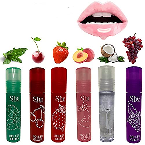 Fruity-Pop Roller Gloss Set | 6 Flavors Lip Gloss, 0.22oz