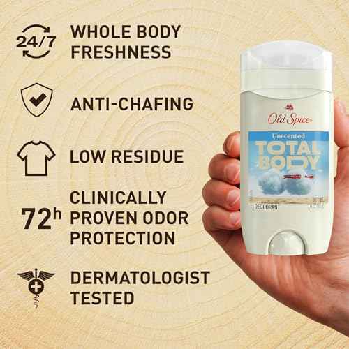 Old Spice Whole Body Deodorant for Men, 3 Pack, Aluminum Free, Unscented Stick Deodorant, Dermatologist Tested, Safe to use all over, 3 oz. Each