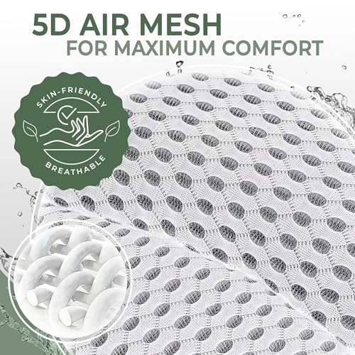 2-in-1 Full-Body Bath Pillow & Free Bath Tray ? Soft 5D Air Mesh Bath Pillows for Tub | Detachable Headrest, Machine Washable, Non-Slip Support