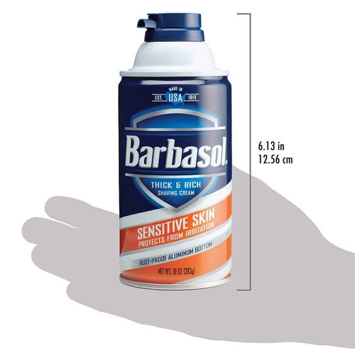 Barbasol Sensitive Skin Thick and Rich Shaving Cream for Men, 10 oz., Pack of 6