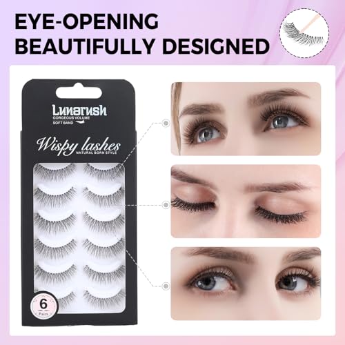 Naked Strip Lashes Multipack,Looks So Natural,Long-Lasting False Eyelashes with Invisiband for Seamless Blend,Easy to Apply,Reusable Strip Lashes,Glue On,6 Pairs,Eyelash glue,1-Pack