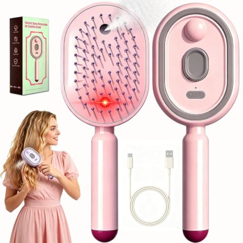 Electric Steam Hair Brush with Red Light & Water Spray