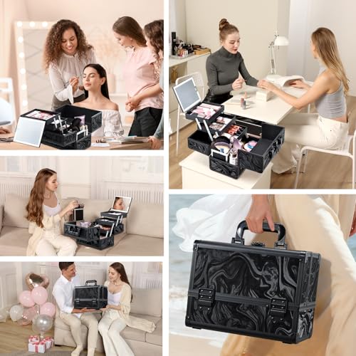 LED Lighted Makeup Case with Mirror - 11.6" Portable Organizer