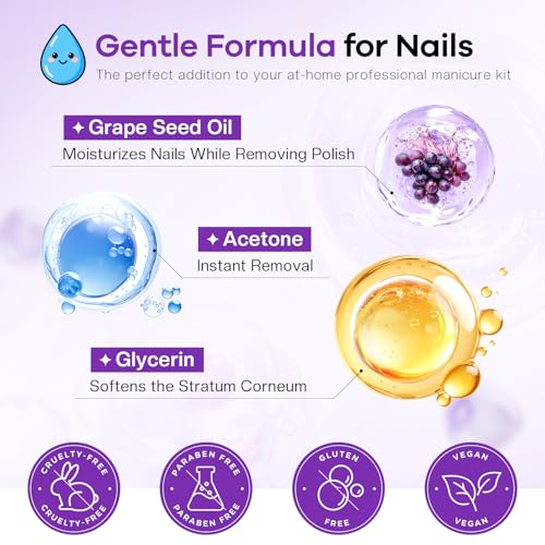 Glamonade Acetone Nail Polish Remover with Grape Seed Oil - 8 Fl Oz