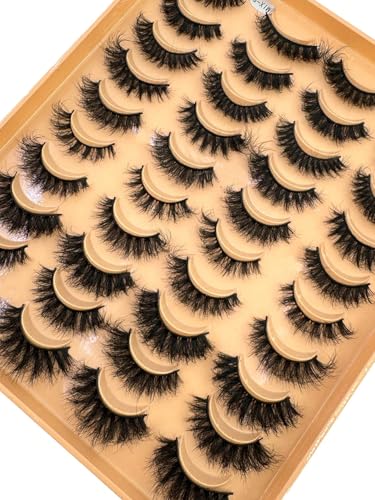 3D Faux Mink False Eyelashes 20 Pairs - Cat Eye, Wispy & Striped