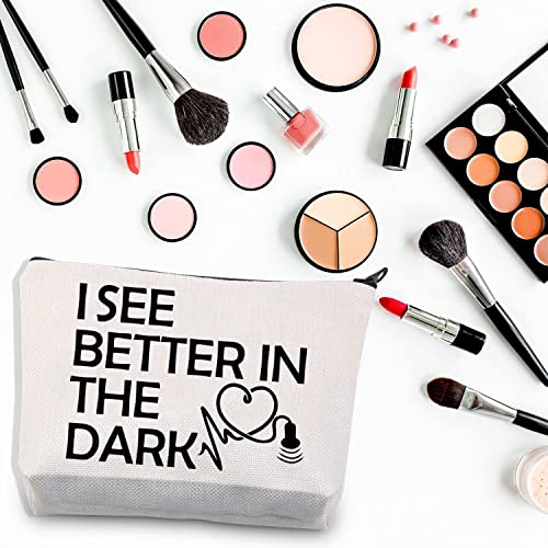 BDPWSS Sonographer Makeup Bag Sonography Tech Gift Radiologist Bag i See Better In The Dark Ultrasound Technician Gift (See Better Dark)