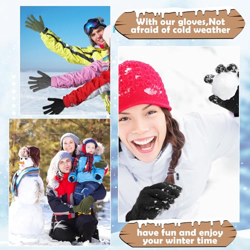 Handepo 100 Pairs Winter Knit Gloves Bulk for Adults - Basic Color
