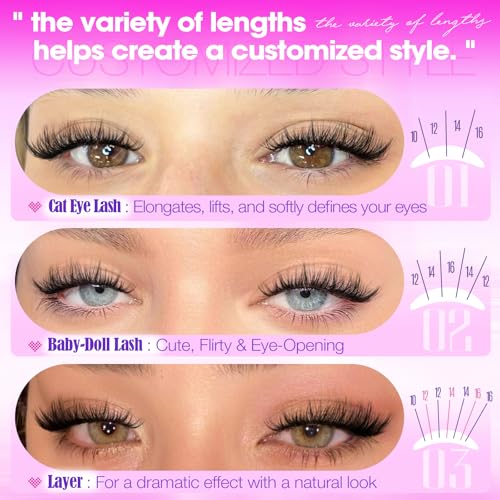 Fluffy Lash Clusters 9-15mm Soft Wispy Faux Mink DIY Eyelash Extensions