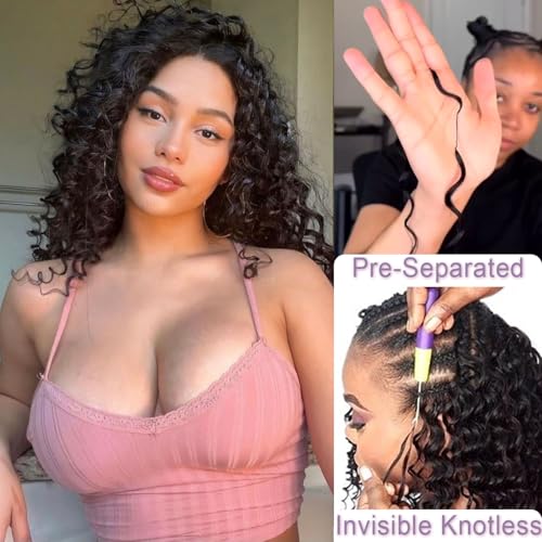 Deep Wave Feather Crochet Hair 20" 25 Strands Knotless Extensions