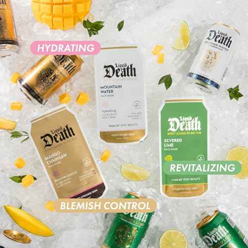 ESW Beauty Liquid Death x Limited Edition Face Mask Set (3-Pack) - Hydrating, Revitalizing & Cleansing Skin - Includes Mountain Water, Severed Lime & Mango Chainsaw