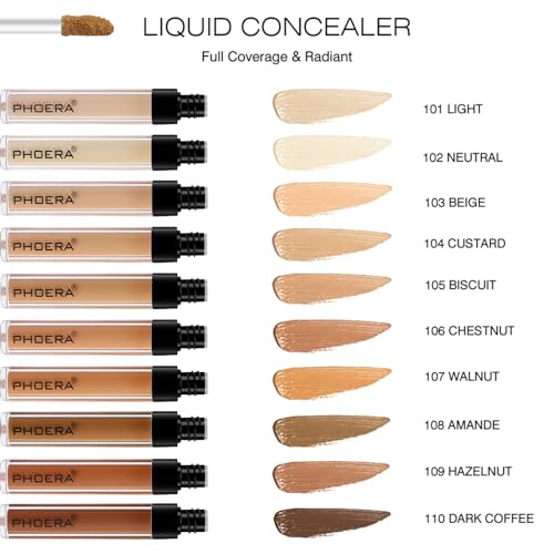 PHOERA Full Coverage Liquid Concealer with Brush