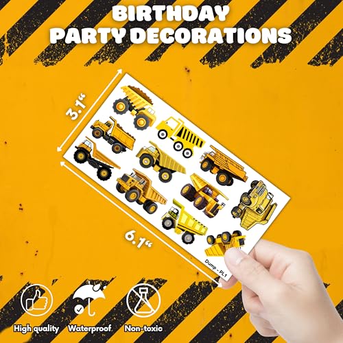 100 PCS Dump Truck Temporary Tattoos - Construction Party Favors