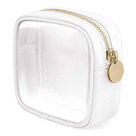 FFaw Small Clear Makeup Bag, Nylon Mini Cosmetic Bag Small Makeup Bag for Purse TSA Approved Travel Toiletry Bags with Zipper Cute Organizer Car Organizer Bag for Women Girls (White Mini)