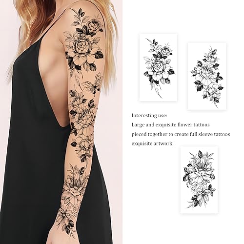 Temporary Tattoo Sleeve for Women | Floral & Butterfly Designs