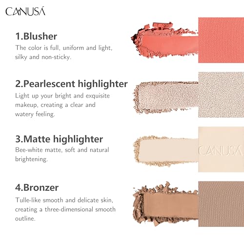 4-in-1 Face Makeup Palette: Blush, Highlighter & Bronzer