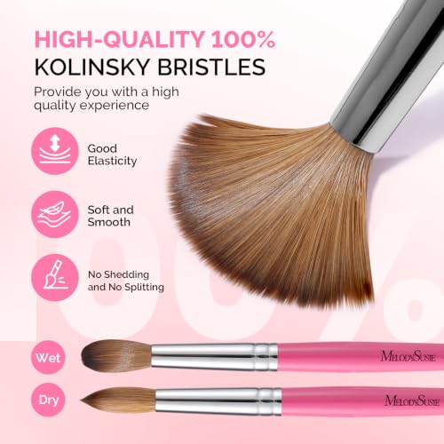 MelodySusie Pink Kolinsky Acrylic Nail Brush | Salon-Quality Nail Art Tool