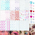 1398 PCS Heart Rhinestones Face Self-Adhesive Acrylic Heart Gems Stickers Flat-Back Heart Pearl Crystal for Body Eye Makeup for Wedding Valentine's Day DIY Crafts, 9 Sheets