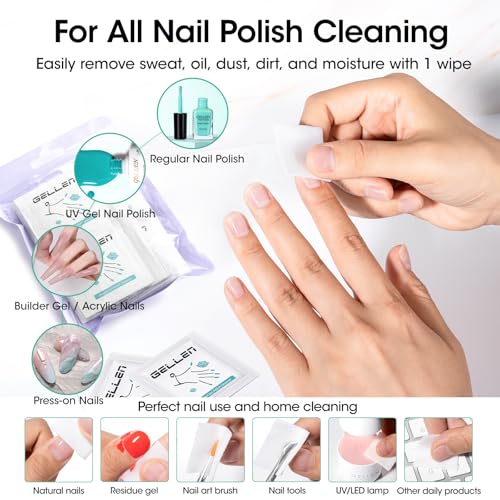 GELLEN Nail Cleanser Pads & Manicure Tools Kit - 50PCS