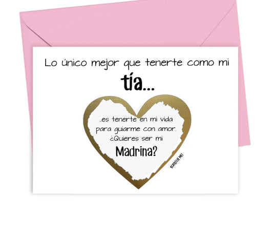 Spanish Will You Be My Godmother Scratch Off Card from Niece or Nephew, Be My Madrina Scratch Off Proposal Card (Spanish Tia)