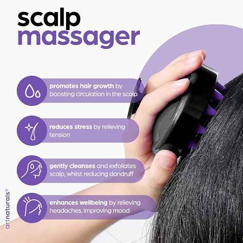 ArtNaturals Organic Rosemary & Castor Hair Growth Oil + Scalp Massager Set ? Hair Relaxer for Dry, Itchy Scalp, Thickening & Hydration - Scalp Oil Products For Damaged Hair & Split Ends ? 4.0 oz