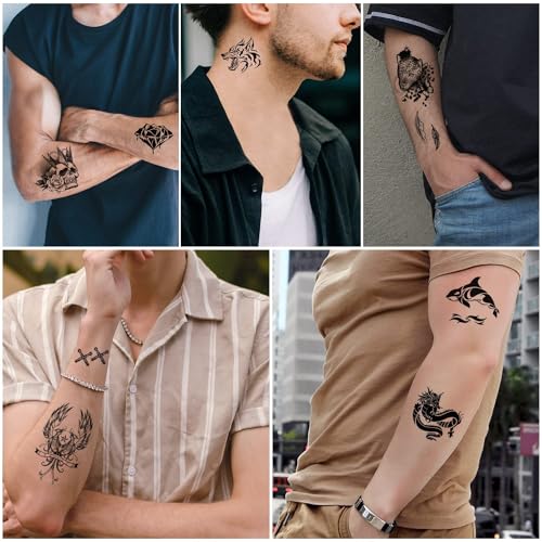 Cerlaza 112 Sheet Temporary Tattoos for Men