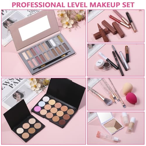 Pomcral 20 Color Makeup Kit for Women Teens Girls with Eyeshadow, Foundation, Lipstick & Brushes