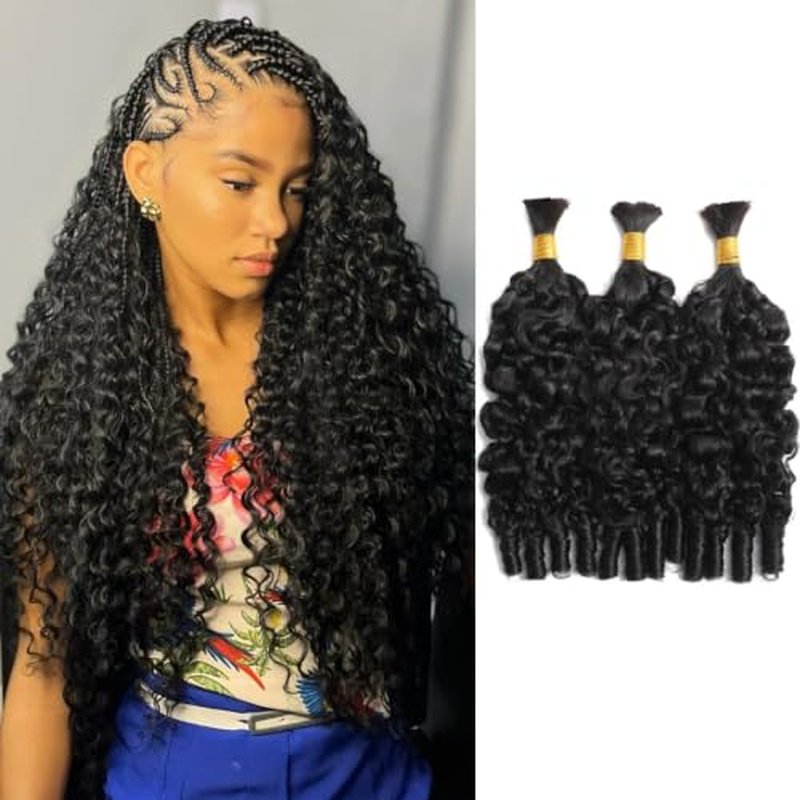 Burmese Curly Boho Hair Bundles for Braiding - 180g, 20 Inch