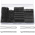 Bobby Hair Pins Kit, 200pc U-Shaped Black Metal with Storage Box