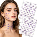 260 Pcs Purple Star Moon Face Gems Stickers Self-Adhesive