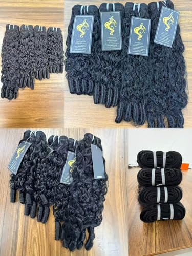 Nufnua Burmese Curly Human Hair Bundles 14-20 Inch Natural Color - 4 Pack