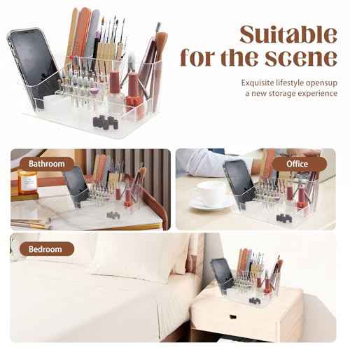 Nail Drill Organizer Box, Professional Nail Organizer, 28 Capacity Nail Art Storage Case with Fixed Compartments