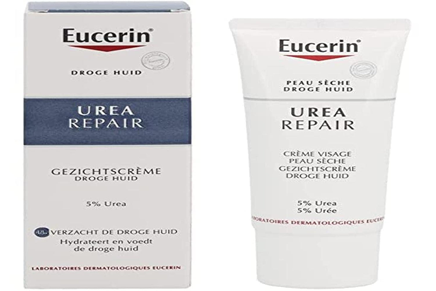 Eucerin 5% Urea Smoothing Face Cream, 50ml - Hydrating Moisturizer for Dry Skin, Dye-Free, Adult