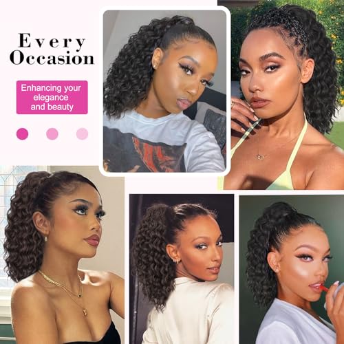 14 Inch Black Curly Ponytail Extension Clip In